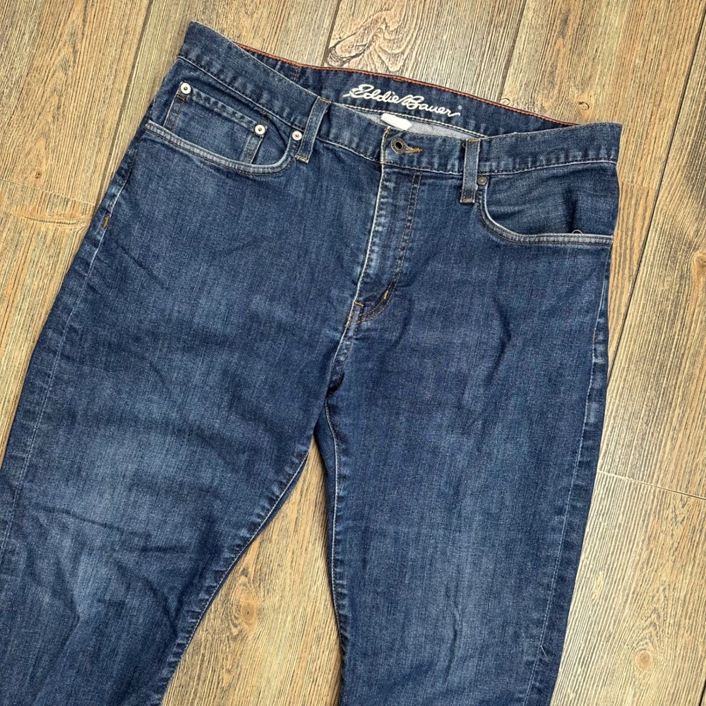 Eddie Bauer Mens Straight Fit Dark Wash Denim Jeans Blue Size 35x32